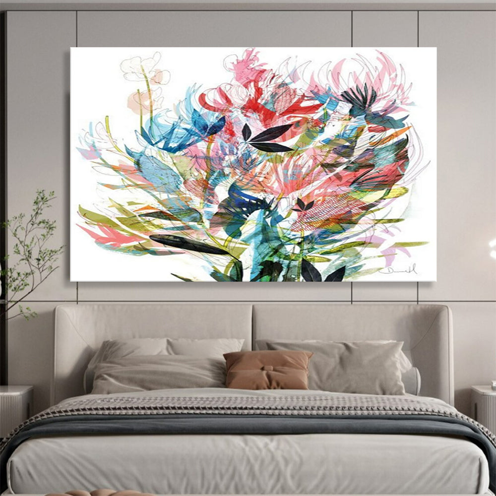 Colorful Floral Abstract Painting with Mixed Pastel Hues THY138