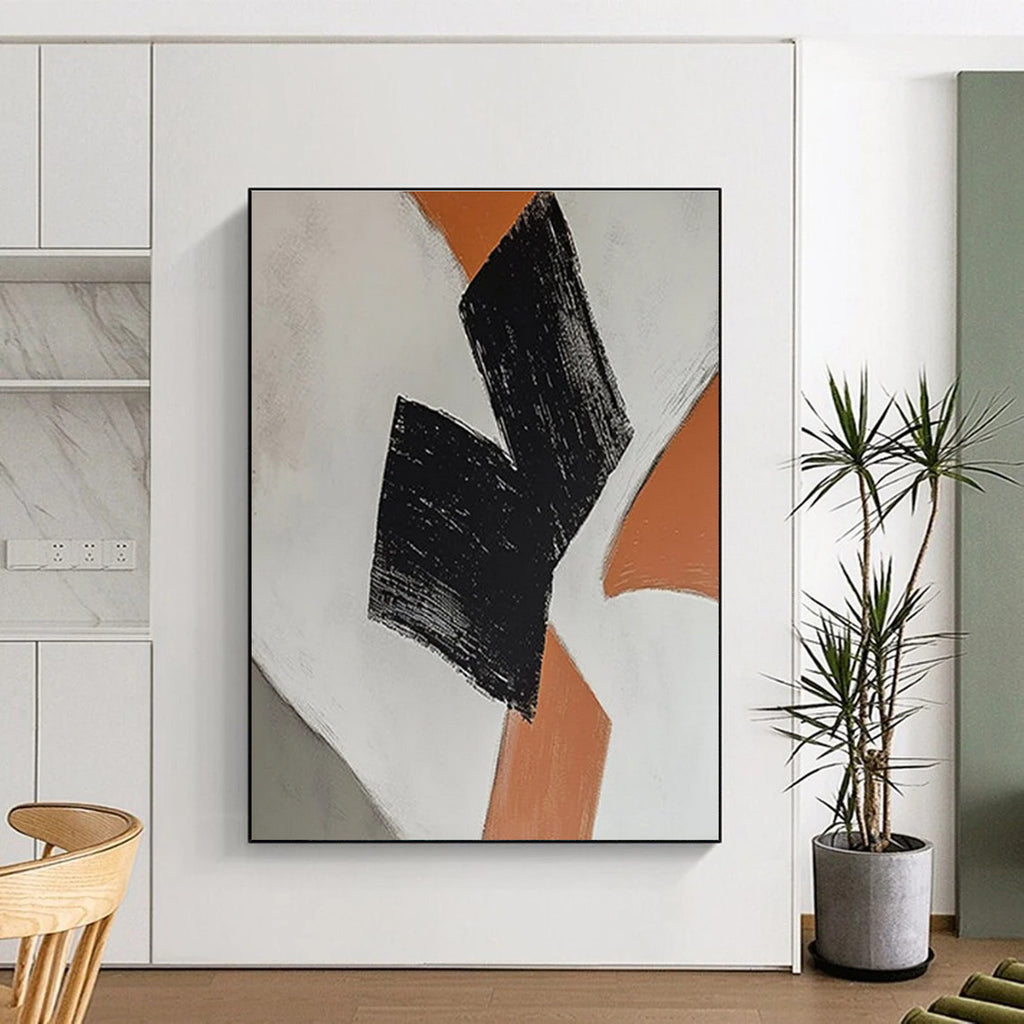 Minimalist Black and Orange Abstract Painting ADGE111