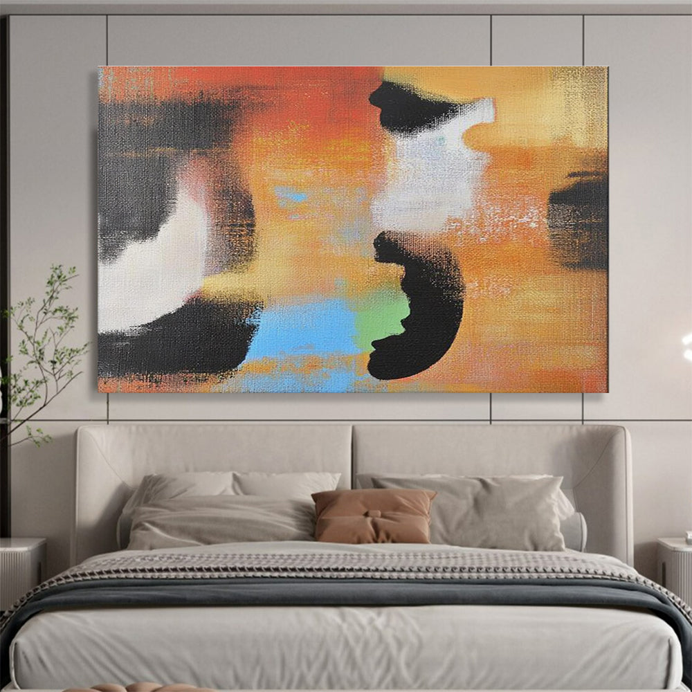A large abstract painting featuring vibrant colors and dynamic shapes designed to enhance modern spaces with artistic elegance.SC626
