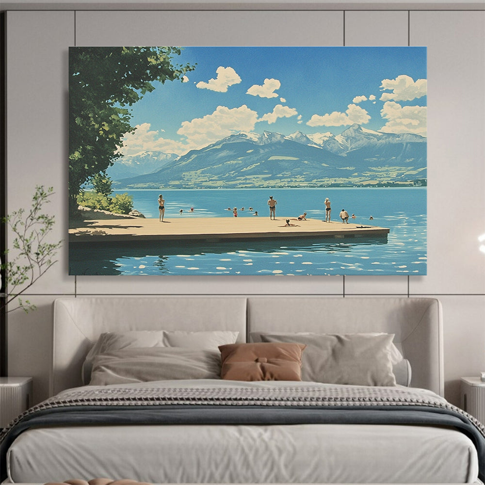 Blue Sky Lakeside - Summer Activity Abstract Painting DYP063