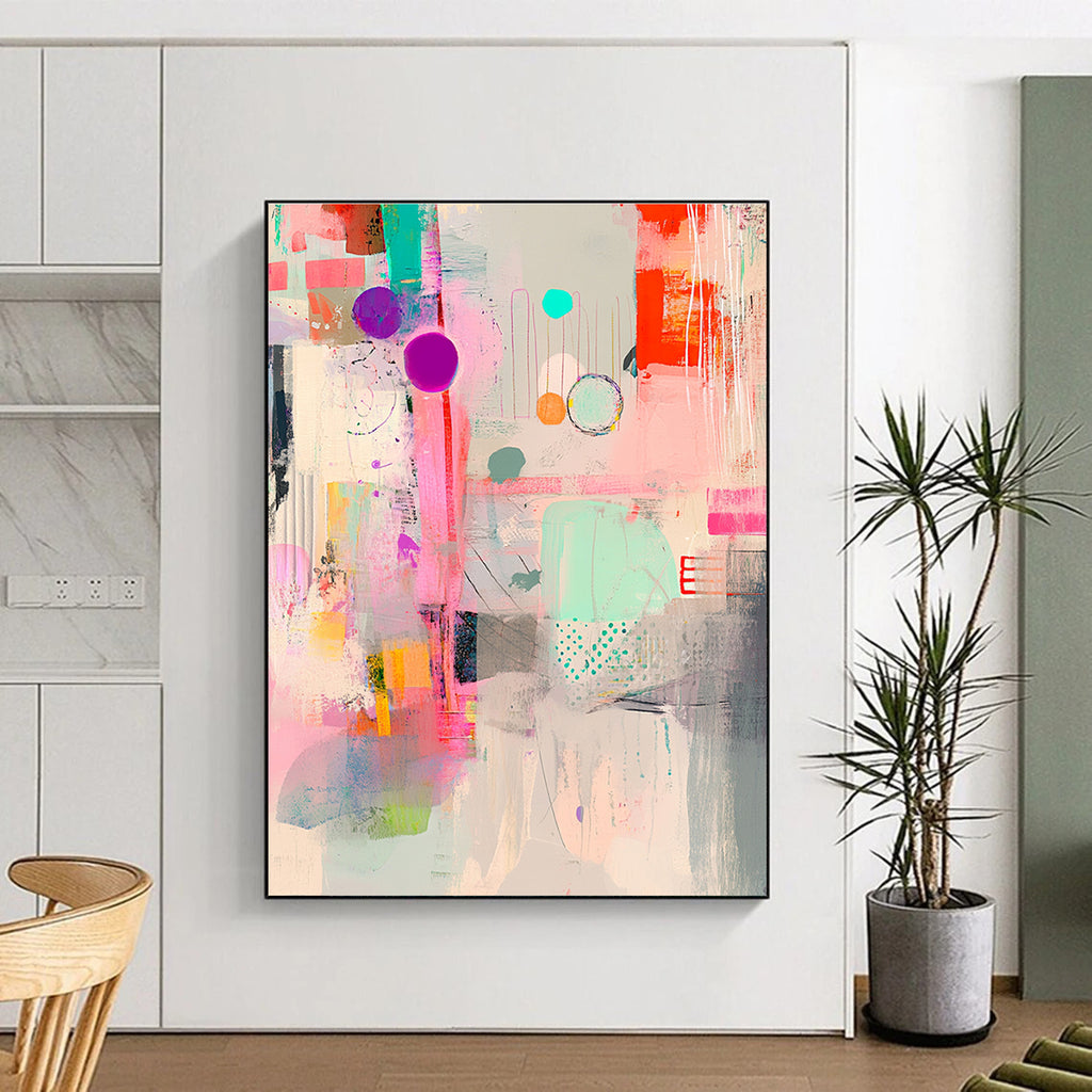 Vibrant Abstract Mosaic Painting with Eclectic Elements GER138