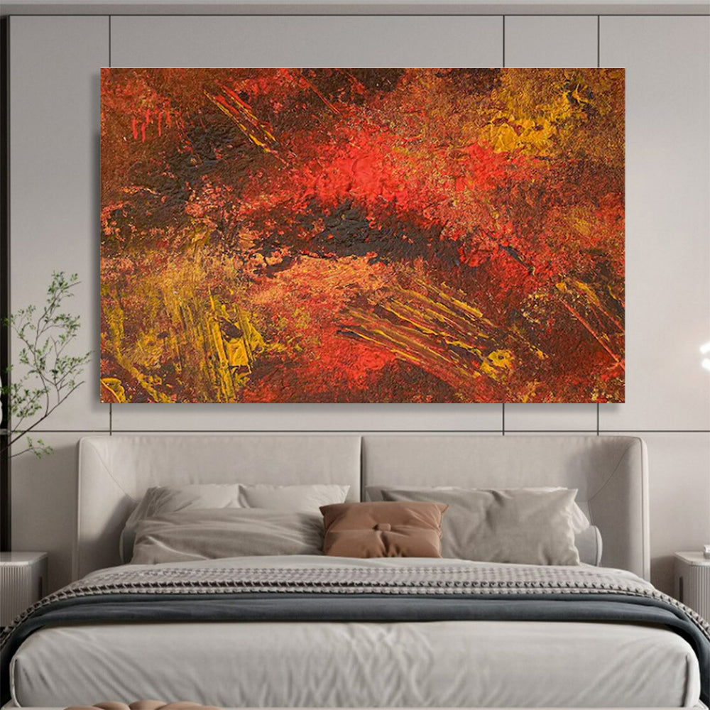 Red Brown Textured Abstract Painting with Ear THY Tones THY332