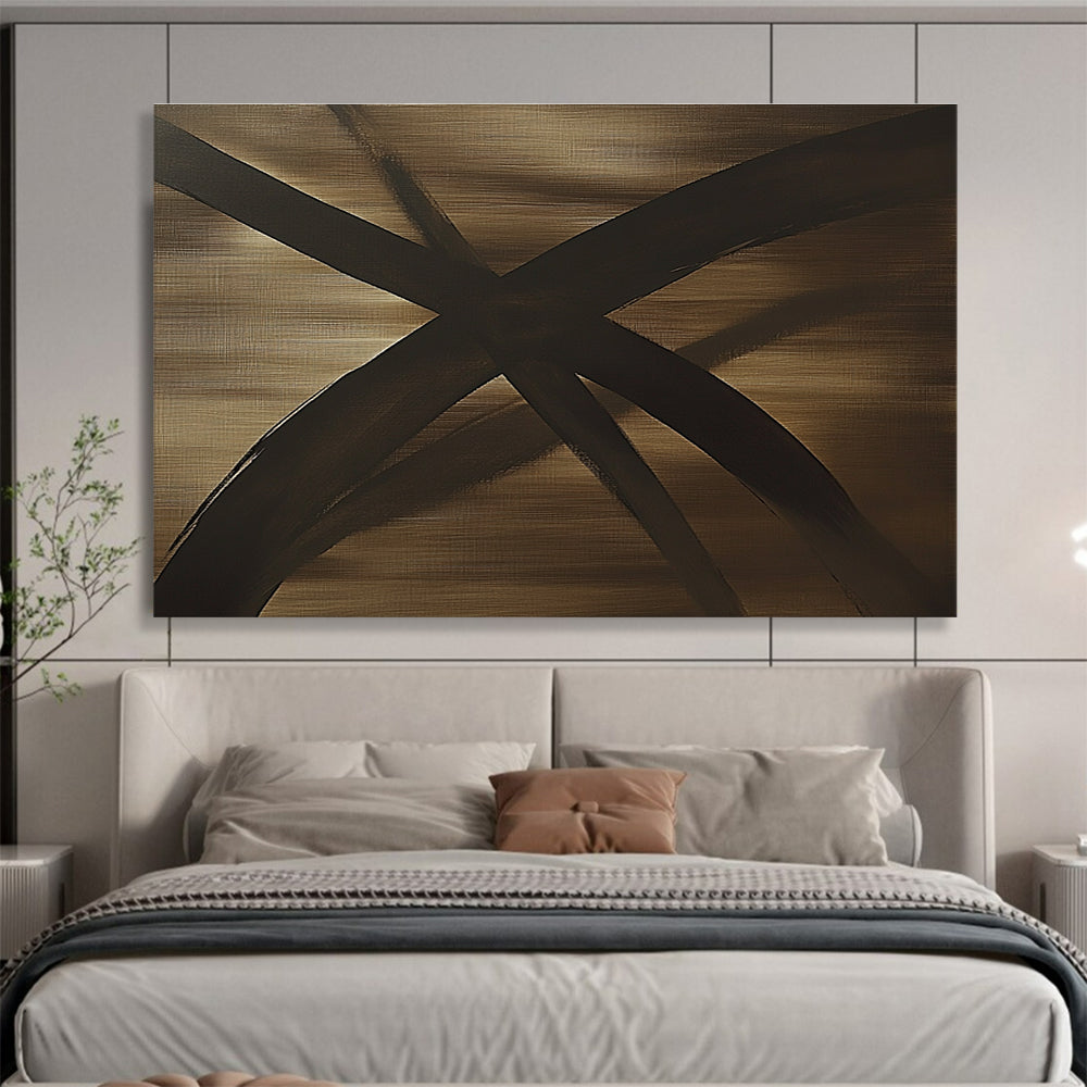 Brown and Black Abstract Cross Painting with Textured Surfaces DYP583