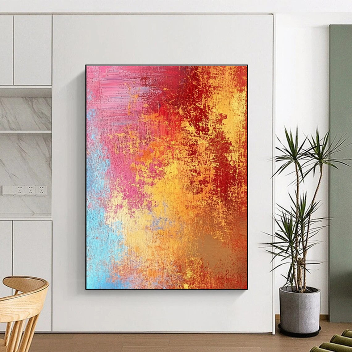 Warm Tone Abstract with Red Orange Pink and Blue GER332