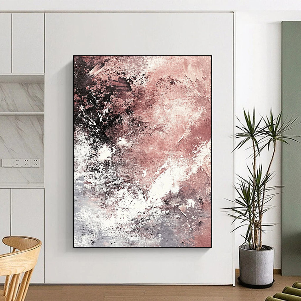 Pink Gray White Abstract Painting with Soft Textures GER745