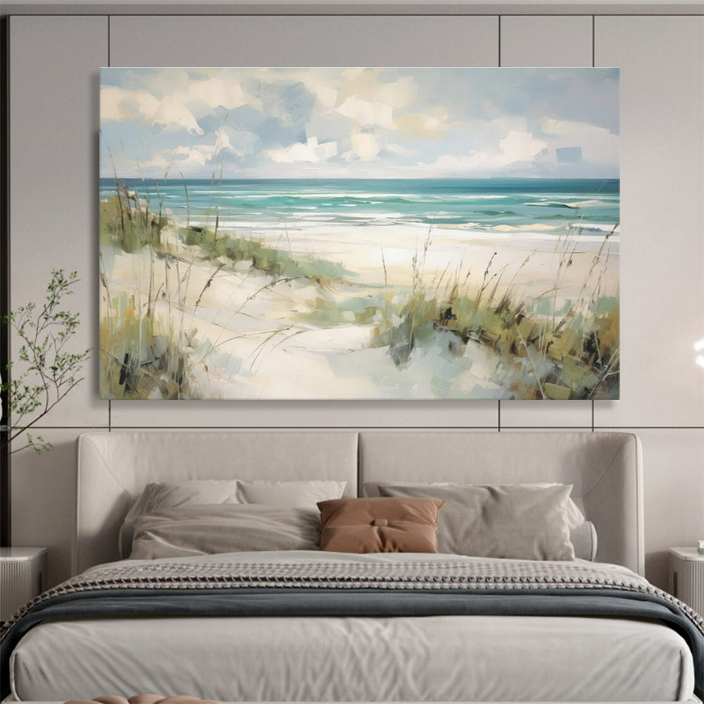 Beach Scene Abstract Painting with Bright, Coastal Serenity THY401