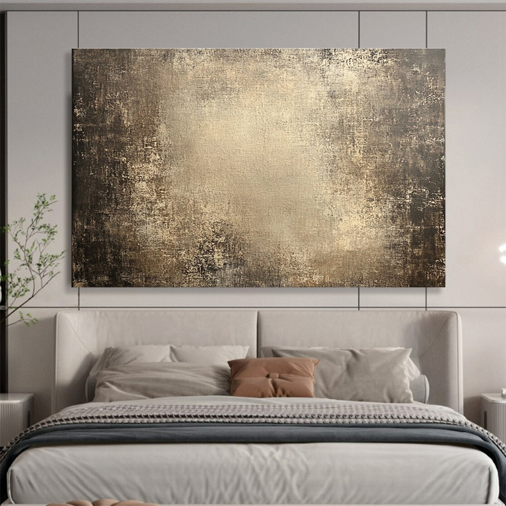 Large abstract canvas with an aged textured surface featuring a dark gradient and spotlight enhancing its weathered, grungy appearance.SC481