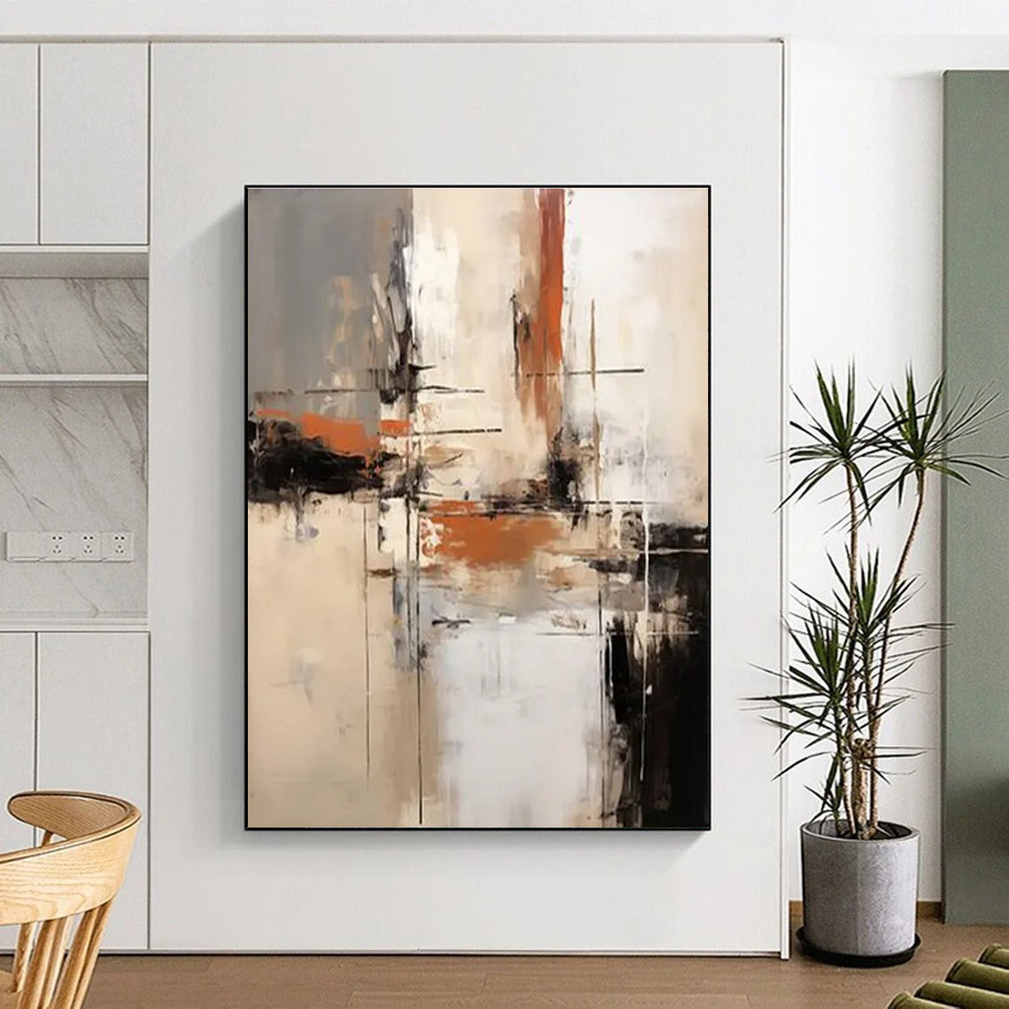 Earth - Toned Abstraction with Gray, Orange, and Beige ADGE112