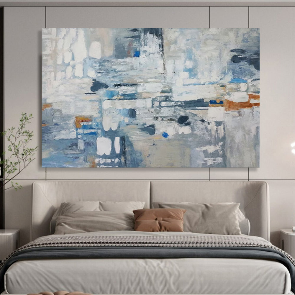 Blue Grey White Abstract Composition Painting THY017