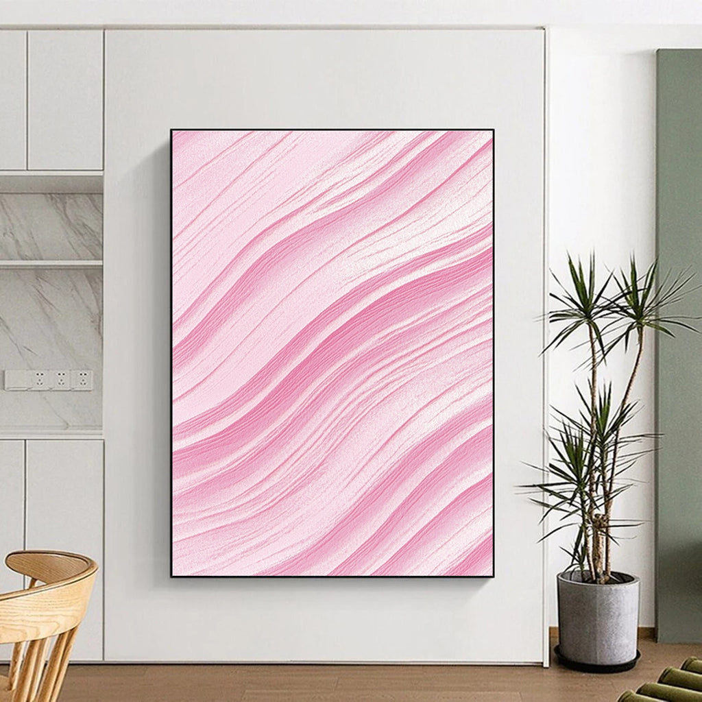Pink Wavy Strokes Abstract Painting GER866