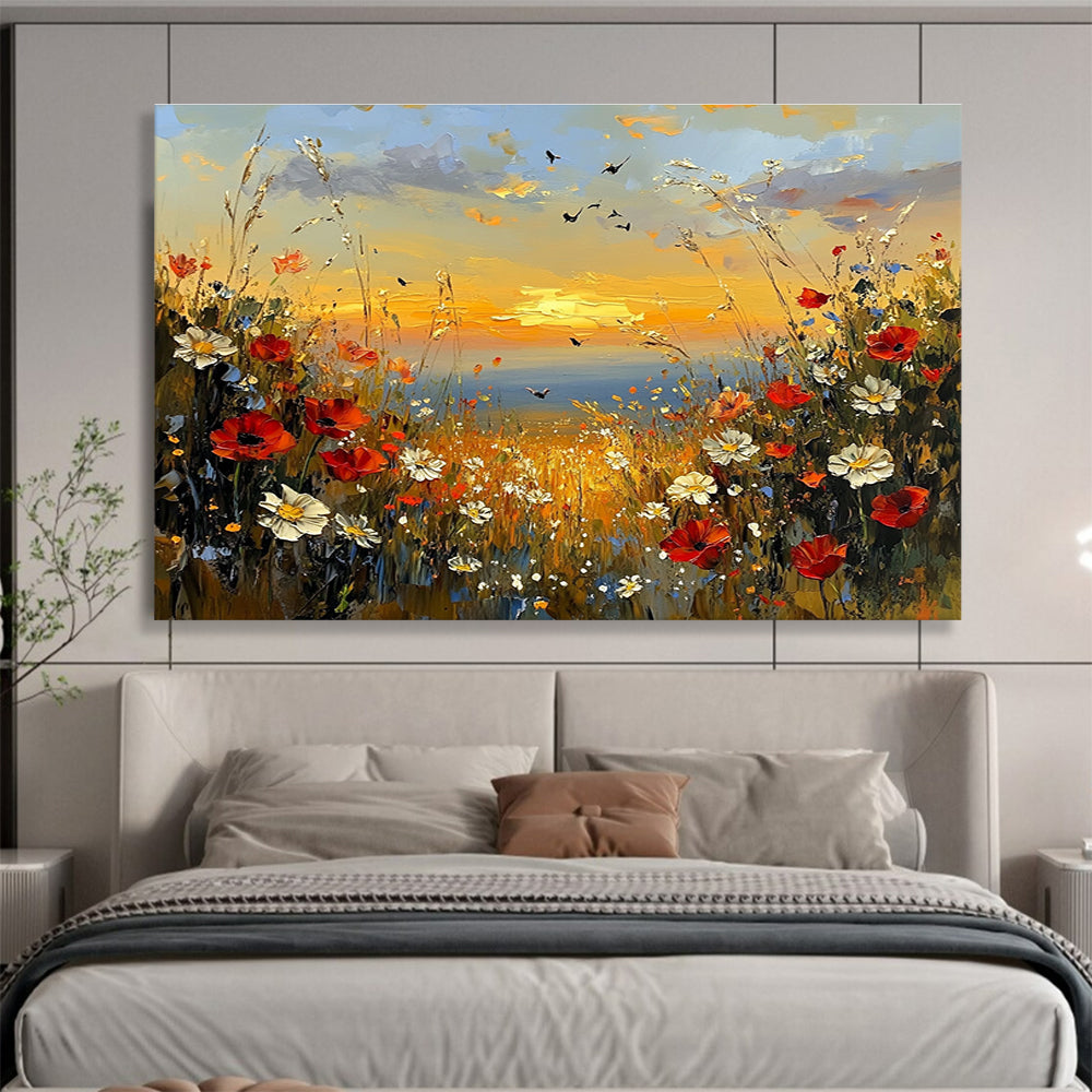 Flower Field Sunset - Impressionist Landscape Painting DYP056