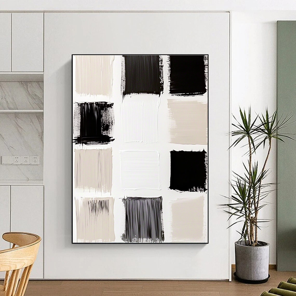 Minimalist Monochrome Abstract Painting with Clean Swatches GER112