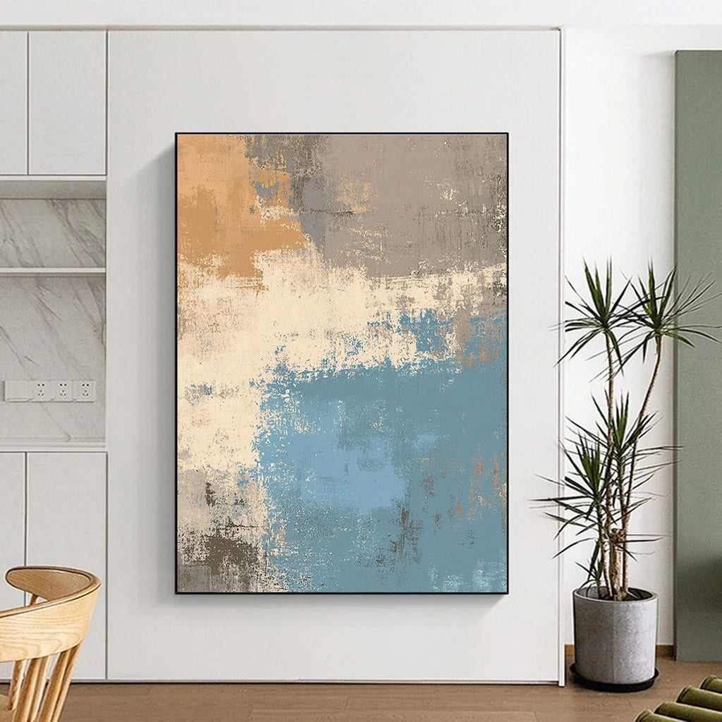 Earthy Tone Abstract with Brown Blue and White GER334