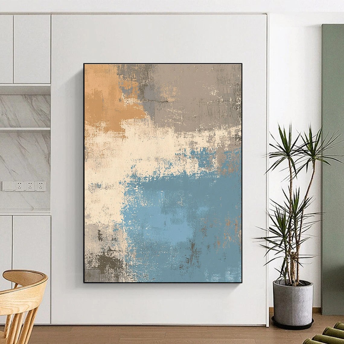 Earthy Tone Abstract with Brown Blue and White GER334
