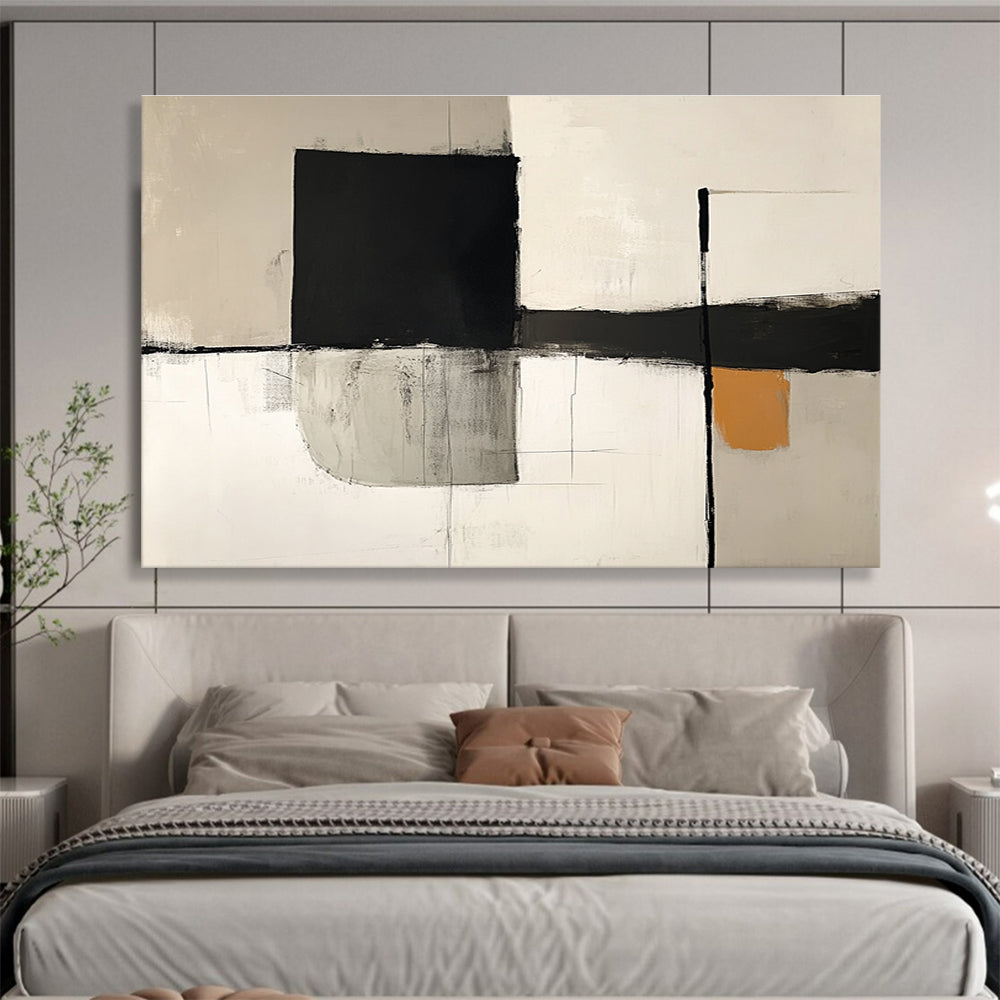 Geometric Black and White Abstract Painting DYP096