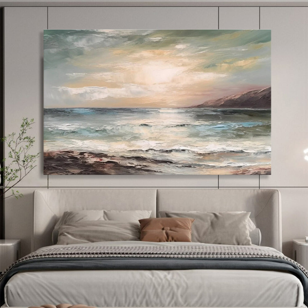 Coastal Sunset Abstract Painting with Subtle Color Blends THY316