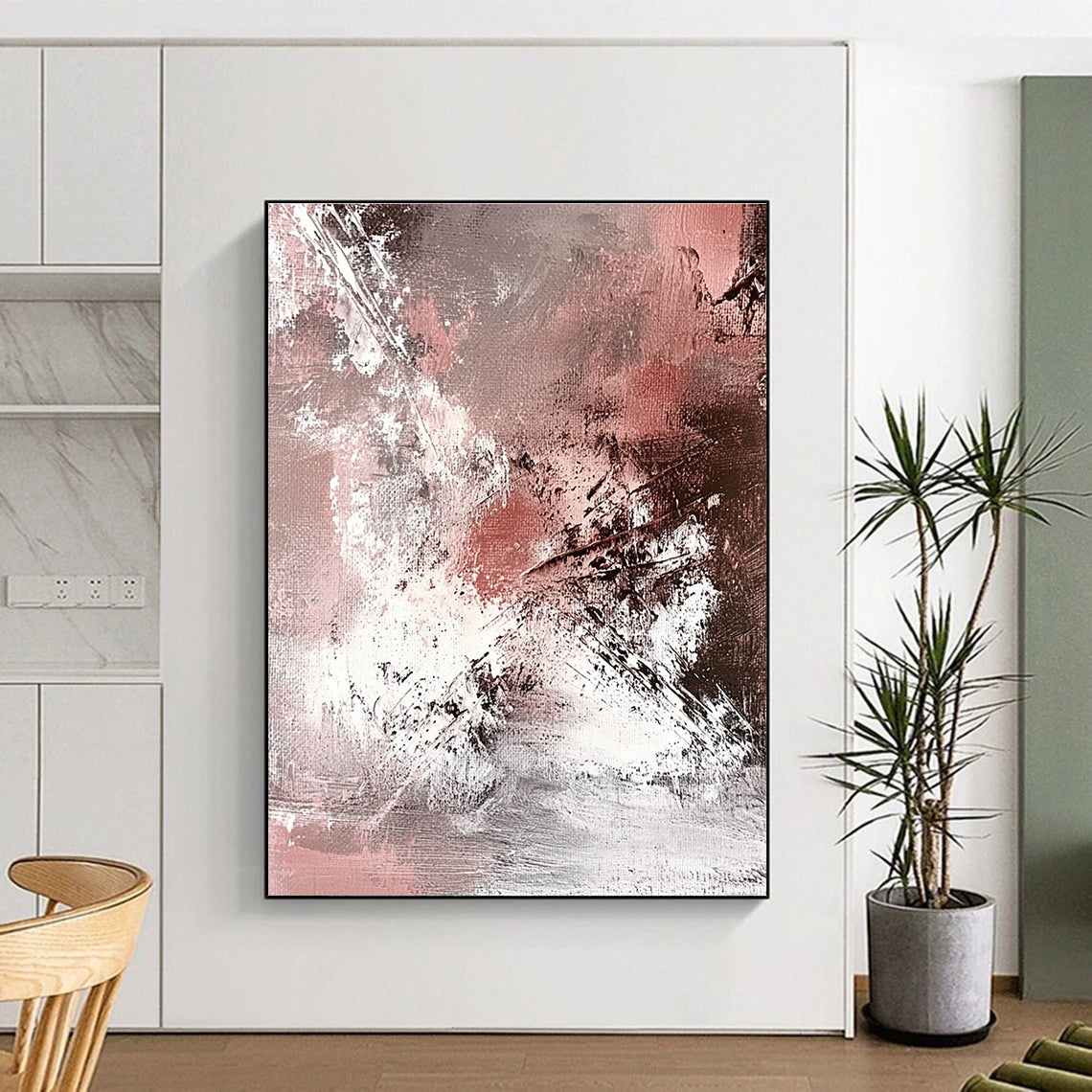 Red and Gray Abstract Painting with Dynamic Textures GER540