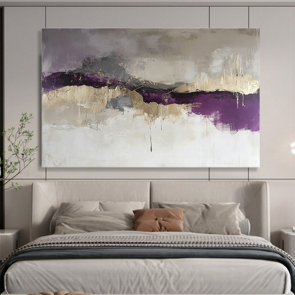 Purple and Gold Abstract Flow Painting DYP474