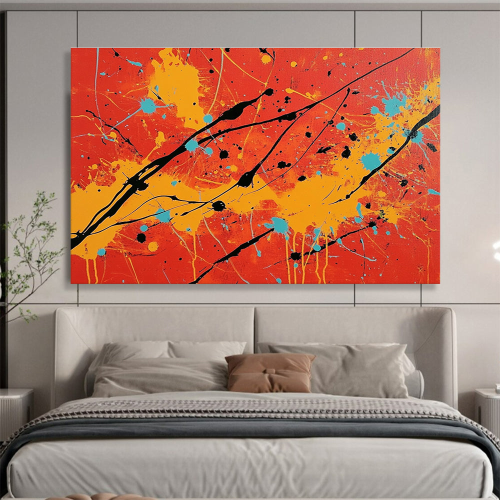 Red Yellow and Blue Splatter - Style Abstract Painting DYP122