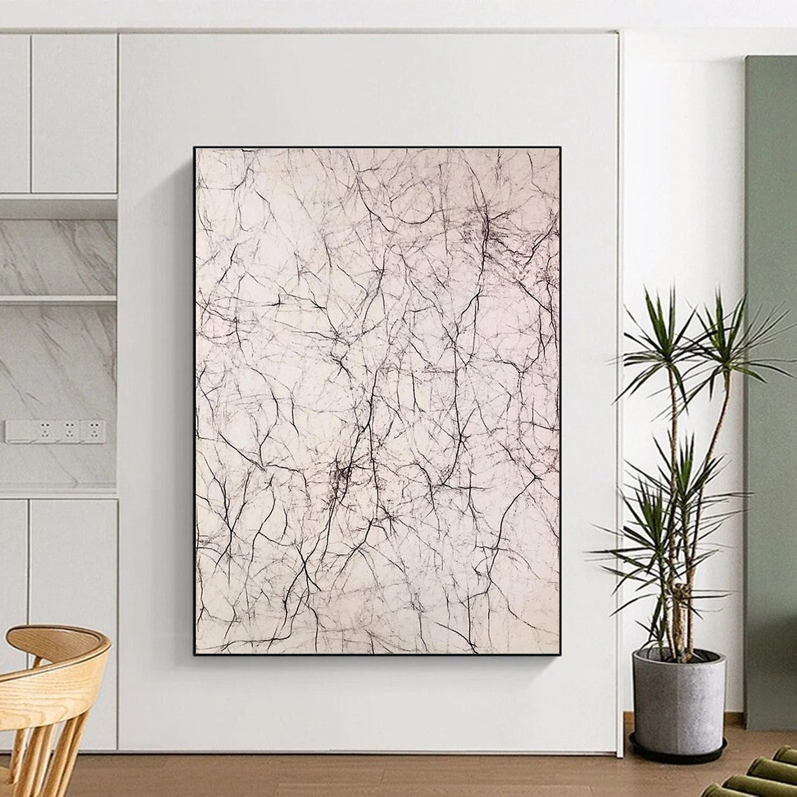 Intricate Black Line Web Abstract Painting GER875