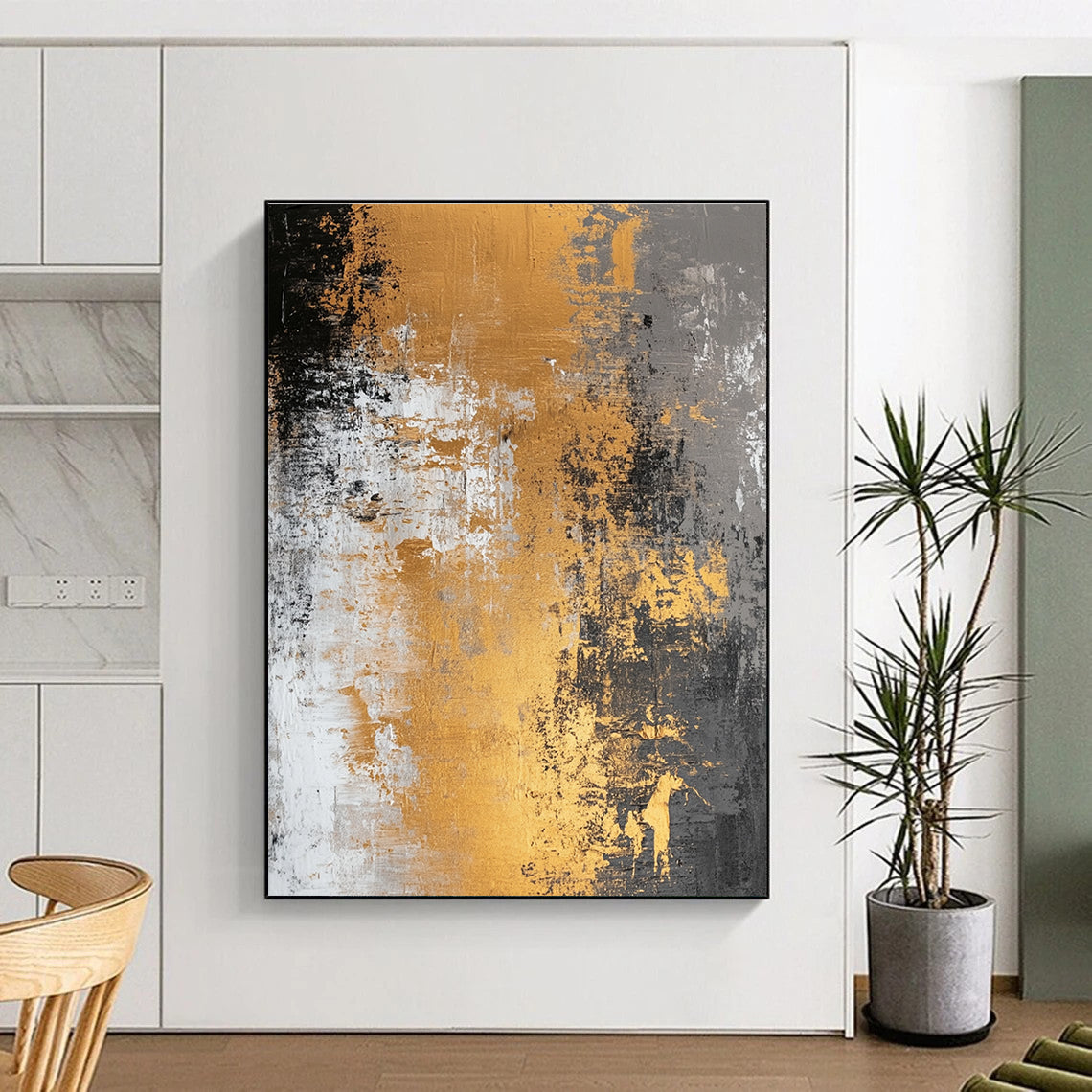 Gold - Accented Grunge Abstract with Gray, White, and Gold GER318