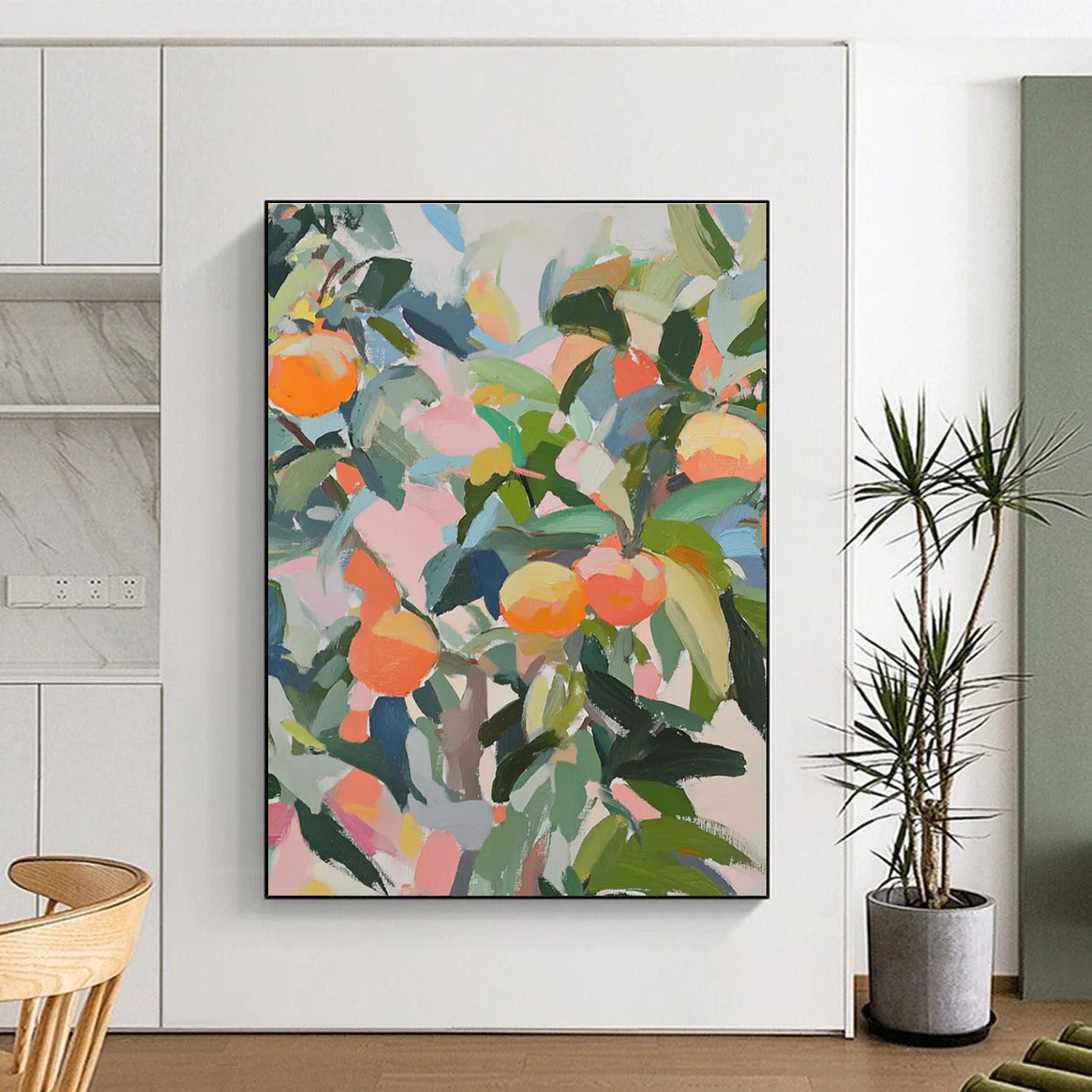 Abstract Orange Tree Painting with Soft Pastel Background ADGE438