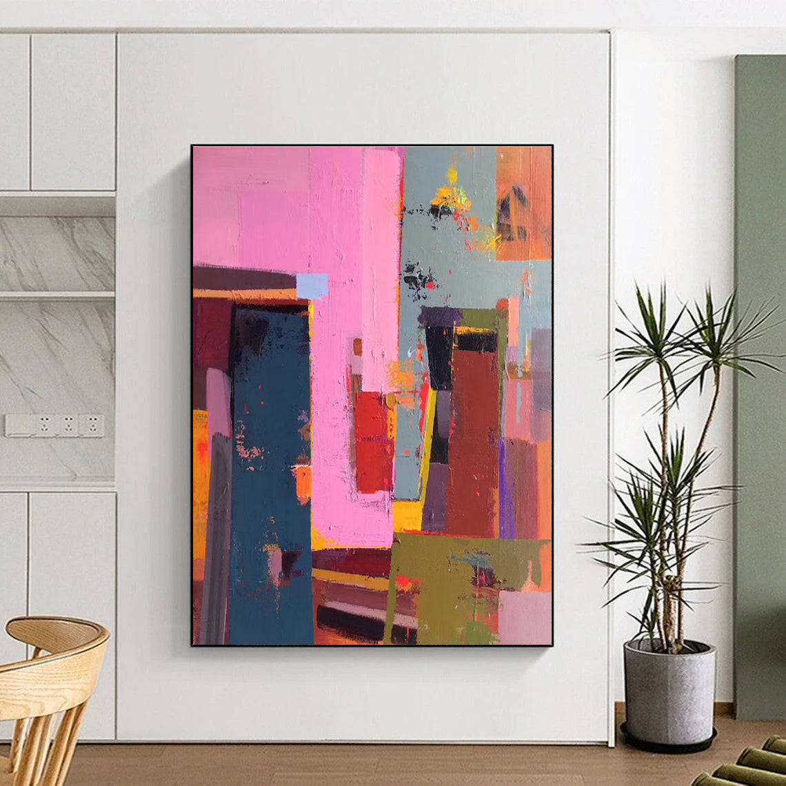 Colorful Block - style Abstract Painting for Modern Spaces ADGE050