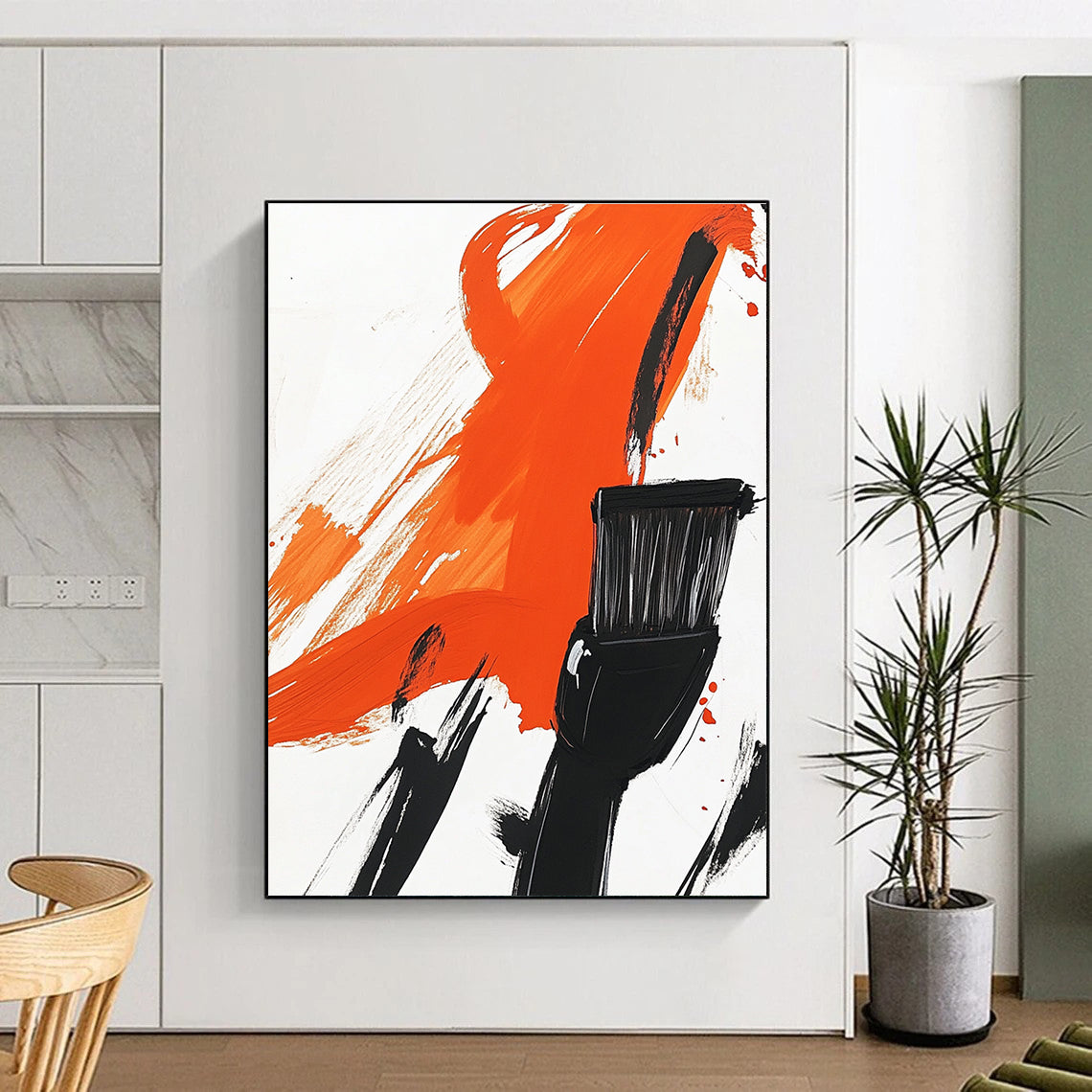 Abstract artwork featuring an electric shaver silhouette with a brush head bold colors and minimalistic design showcasing elegance and modern sophistication.STSC1278