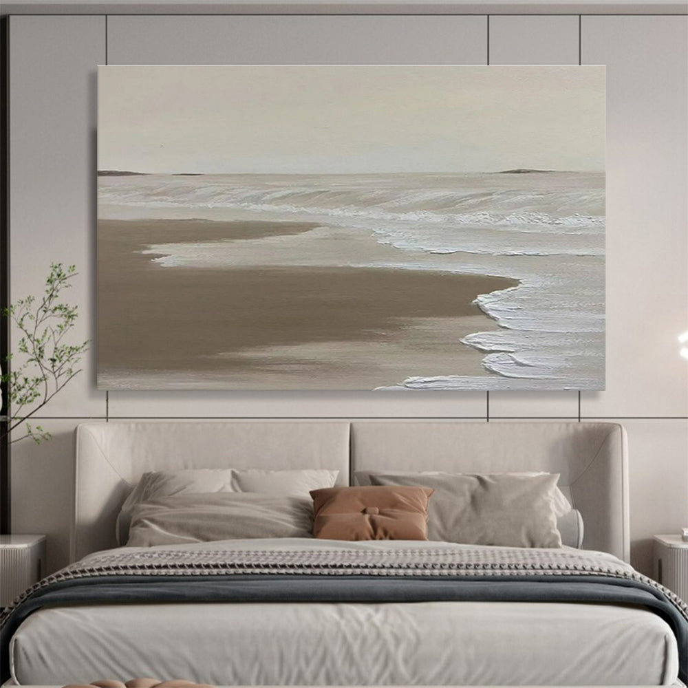 Beige Beach Abstract Painting with Calm, Coastal Tones THY393