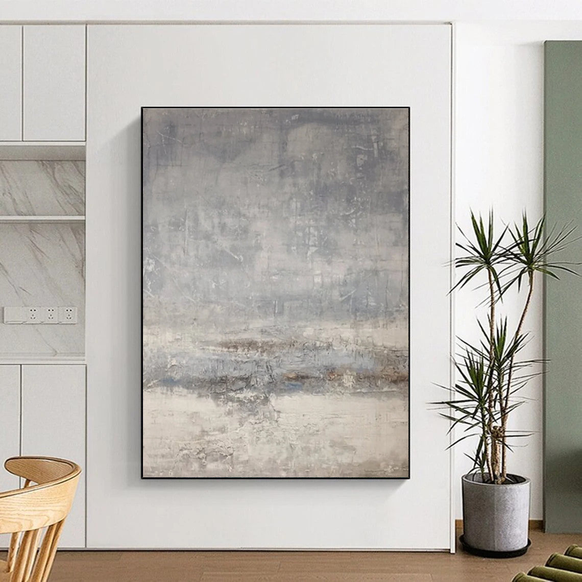 Gray - layered Abstract Painting for Calm Spaces ADGE058