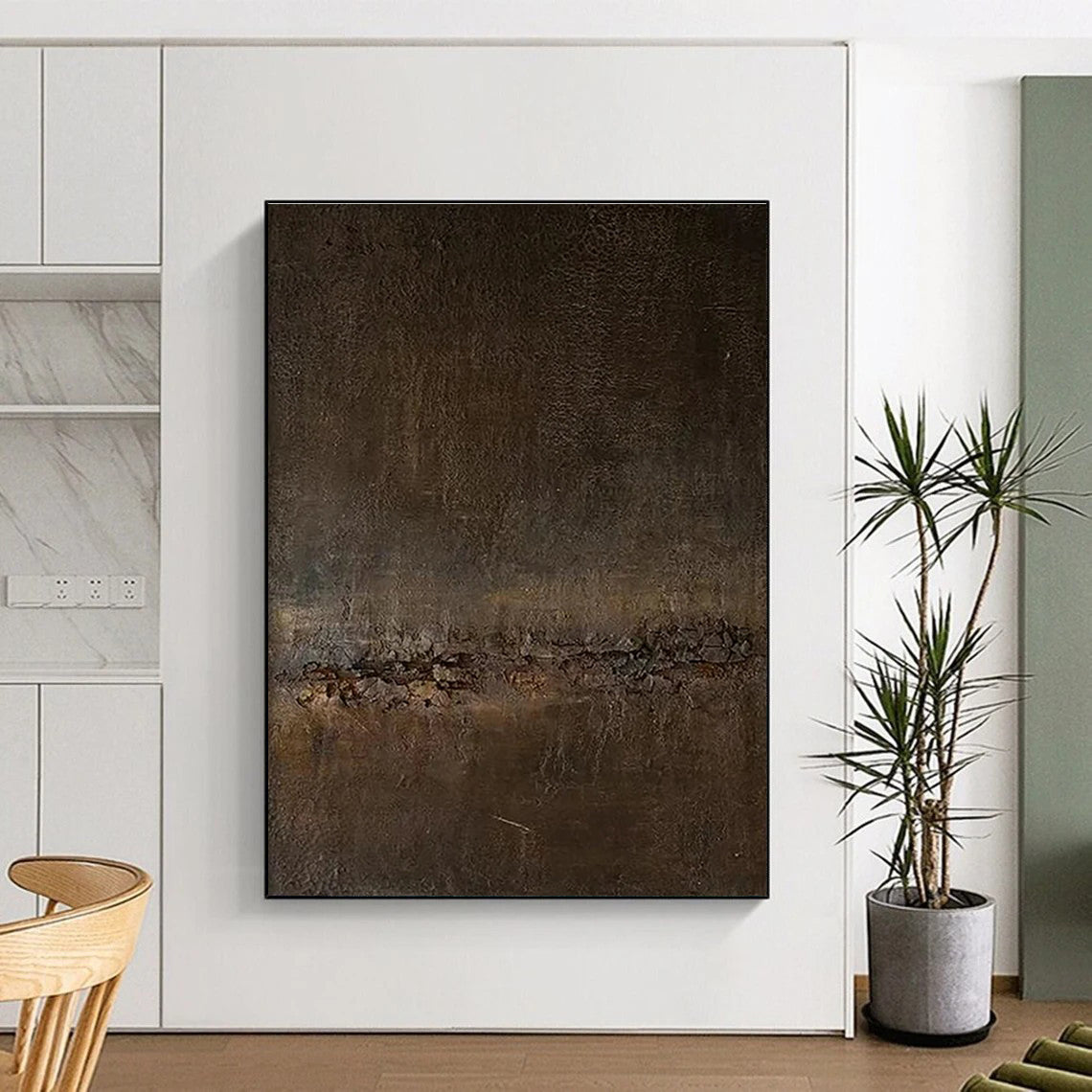 Dark - textured Mysterious Abstract Painting for Dramatic Spaces ADGE057