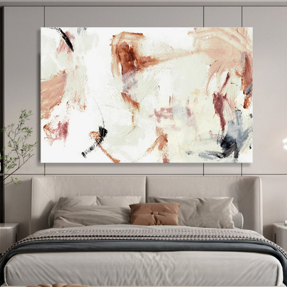 Ear THY Tone Abstract Painting with Rust and Beige Hues THY145