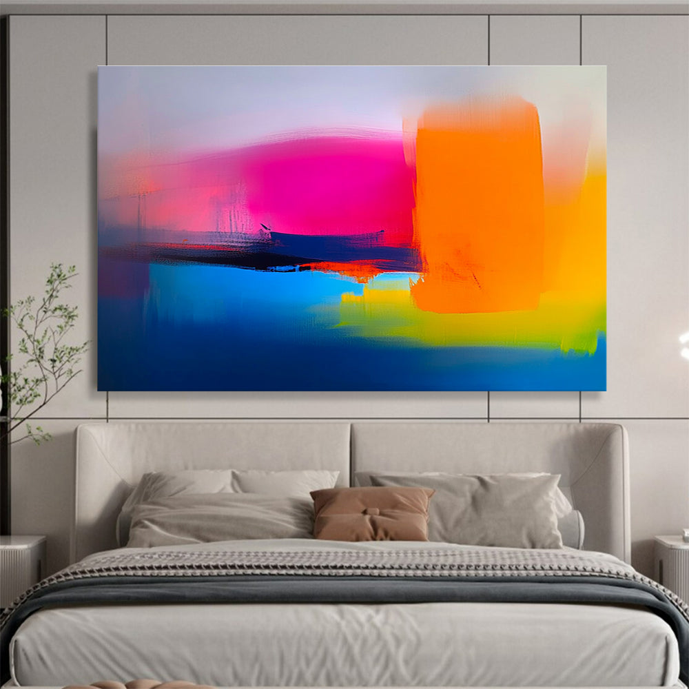 Neon Color Abstract Painting with Bold Shapes DYP308