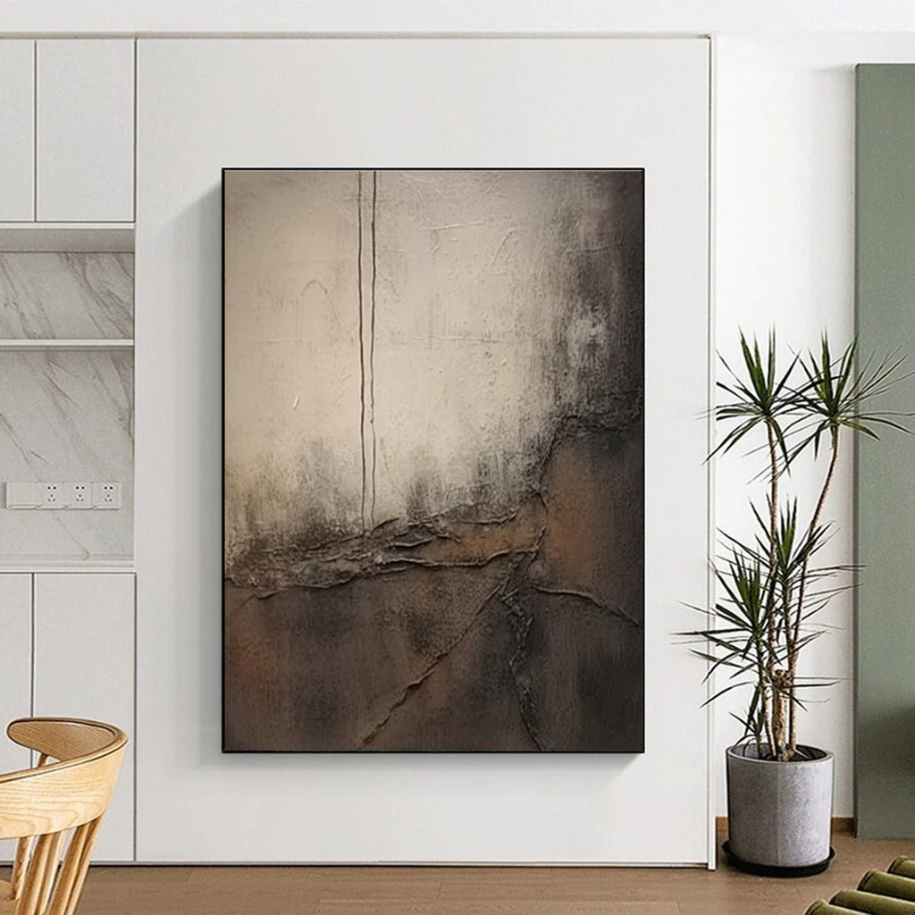 Brown and Gray Textured Abstract Painting ADGE355