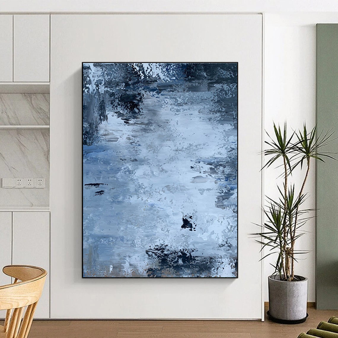 Blue and Gray Abstract Textured Painting ADGE251
