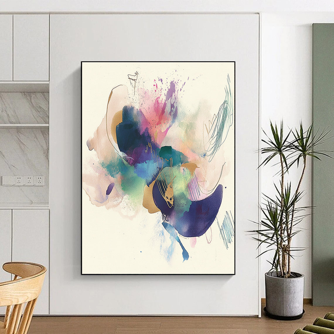Colorful Ink - Splatter Abstract with Gold Accents GER276