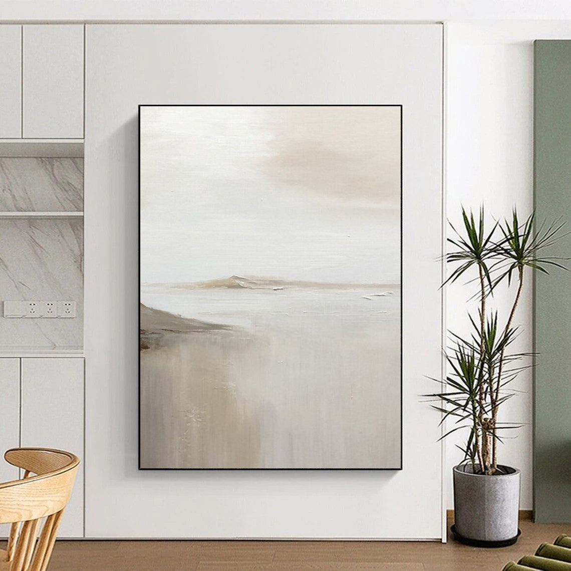 Distant Mountain and Lake Abstract Painting ADGE359