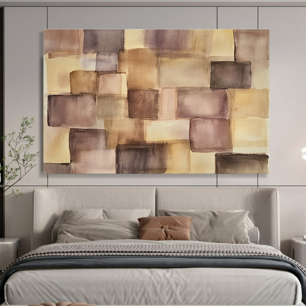 Brown and Purple Square Abstract Painting with Soft Color Blends DYP617