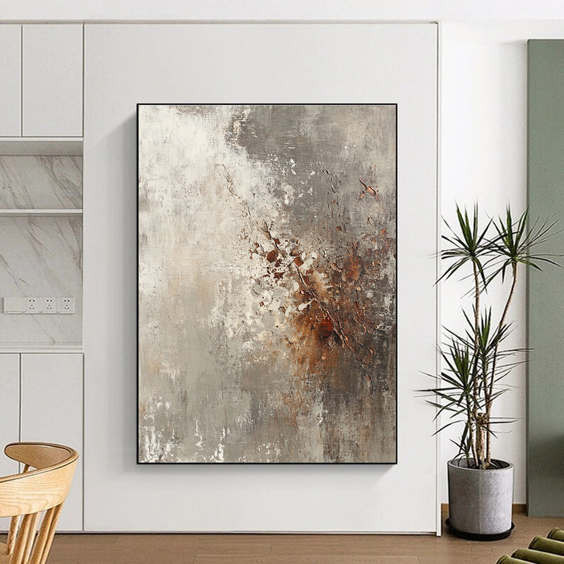Textured Gray and Brown Abstract with Peeling Paint Effect GER293