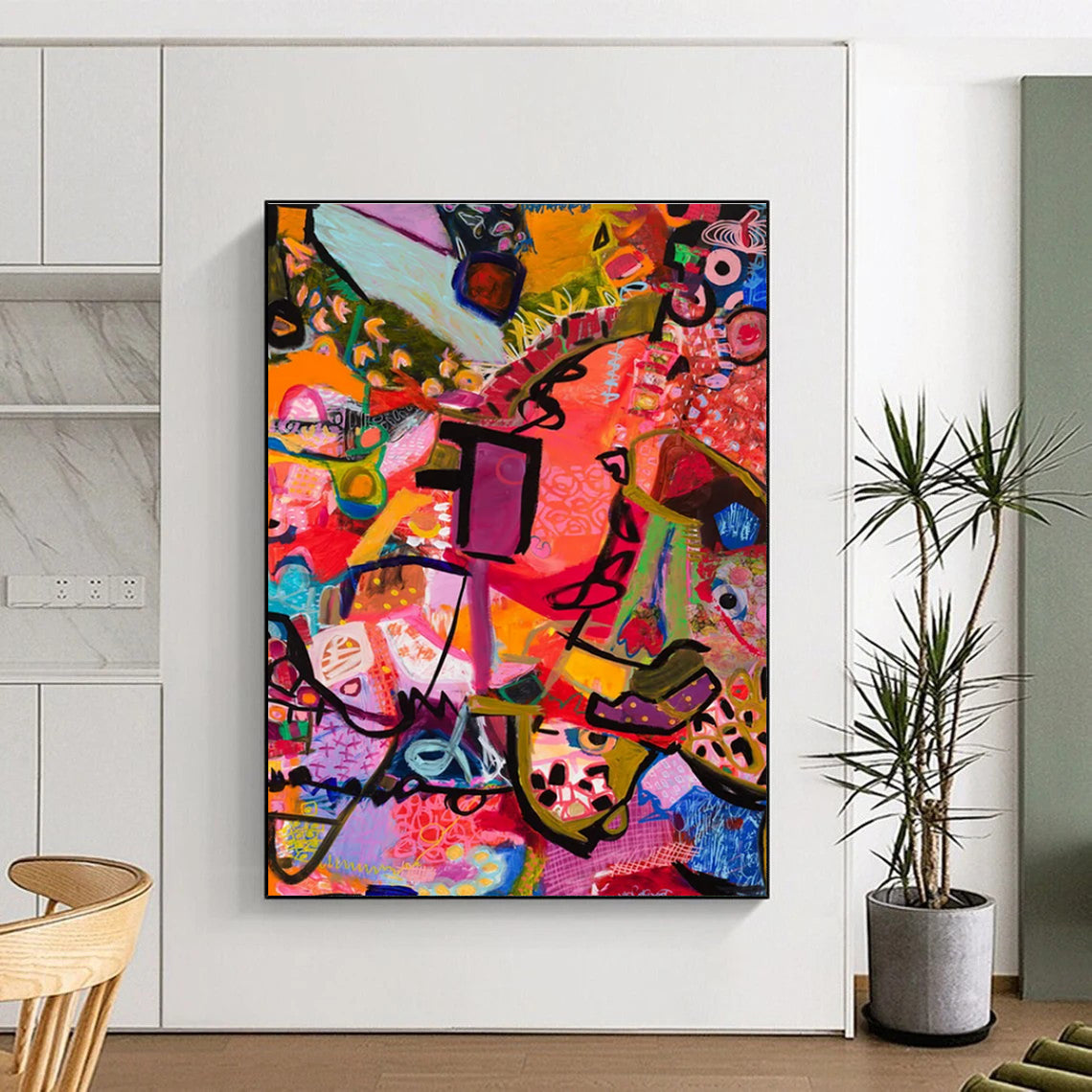Repeat Vivid Colorful Abstract Painting with Pink and Purple ADGE295