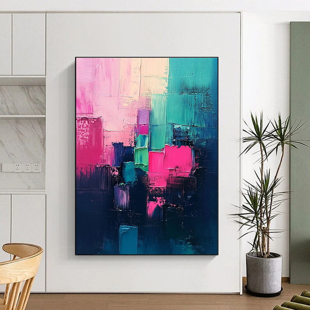 Colorful Block Abstract Painting with Textured Layers GER461