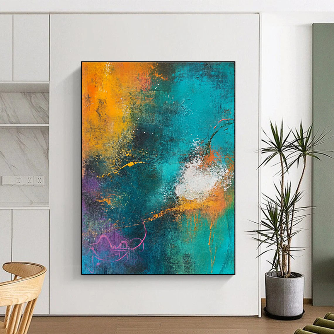 Colorful Abstract Painting with Energetic Brushstrokes GER548