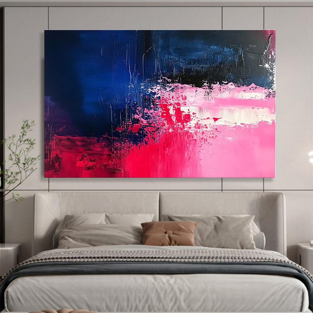 Pink and Blue Abstract Painting with Bold Textures DYP187