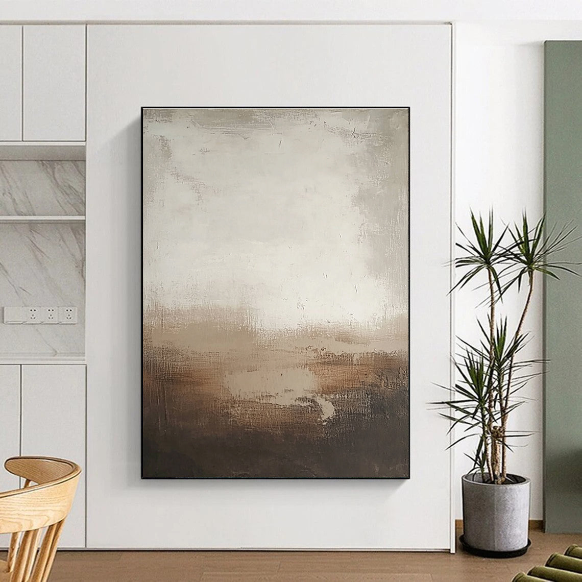 Earth - Toned Textured Abstract Painting with Subtle Layers GER250