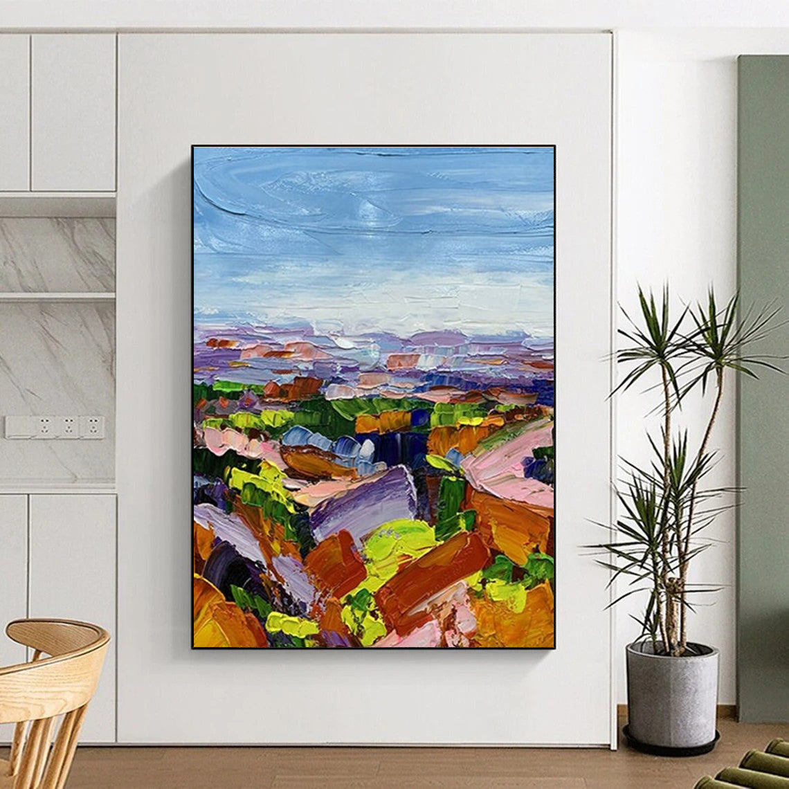 Colorful Landscape Abstract Painting with Layered Textures ADGE276