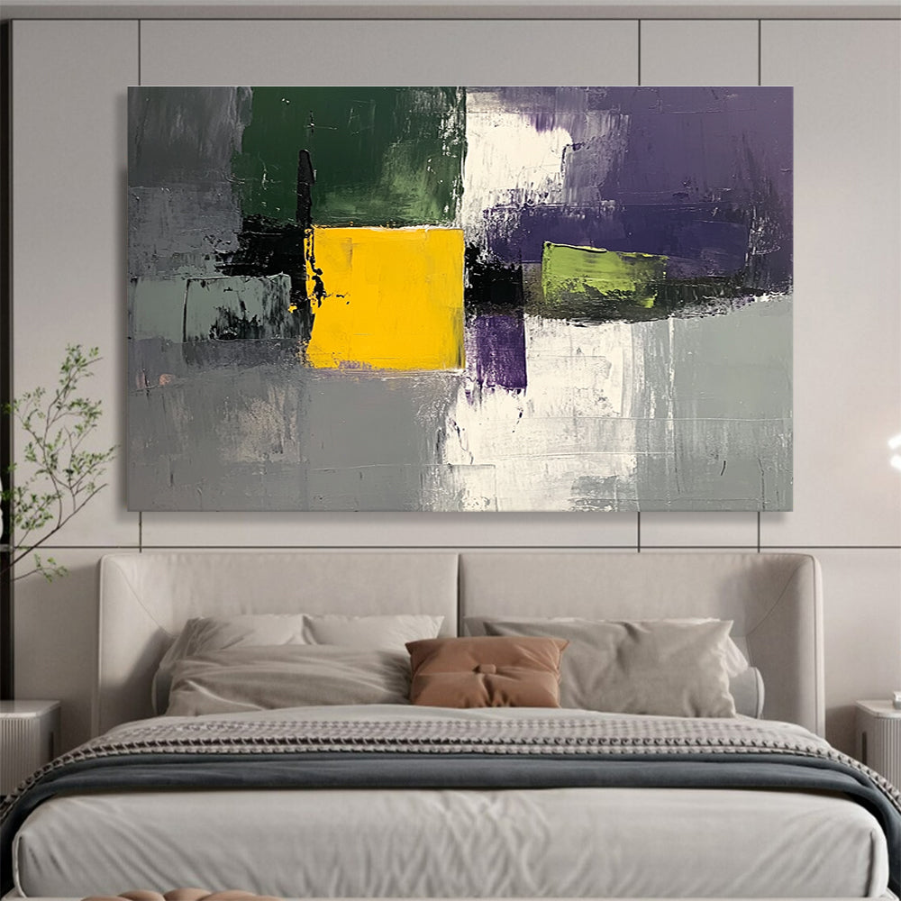Geometric Color Block Abstract Painting with Bold Shapes DYP482