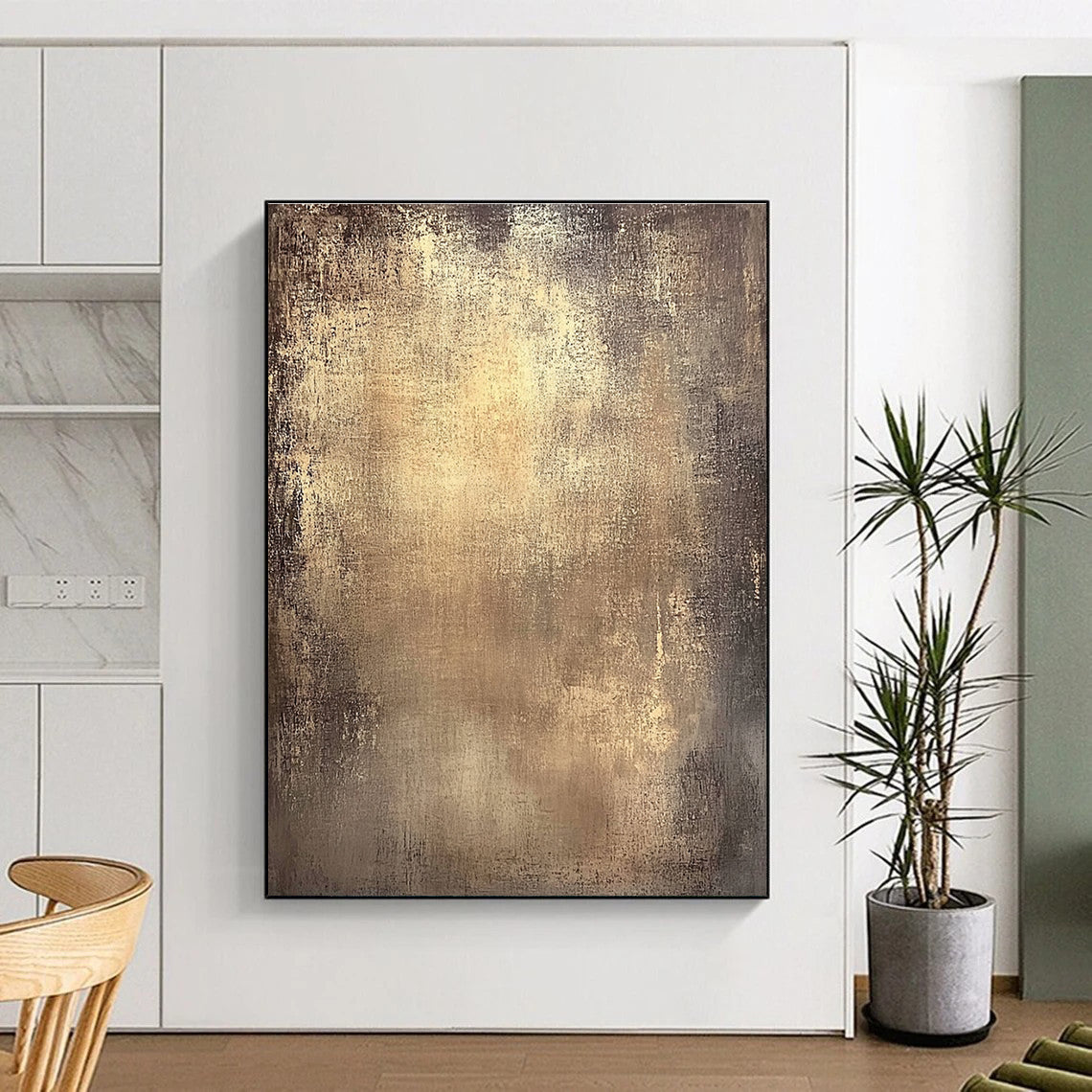 Gold - Textured Abstract Painting with Aged Elegance GER135