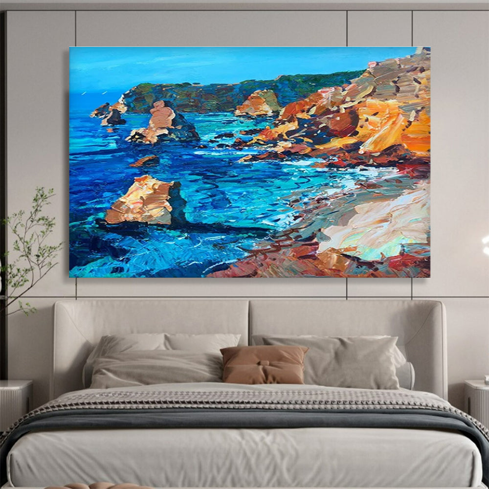 Coastal Rocks and Sea Abstract Painting THY454