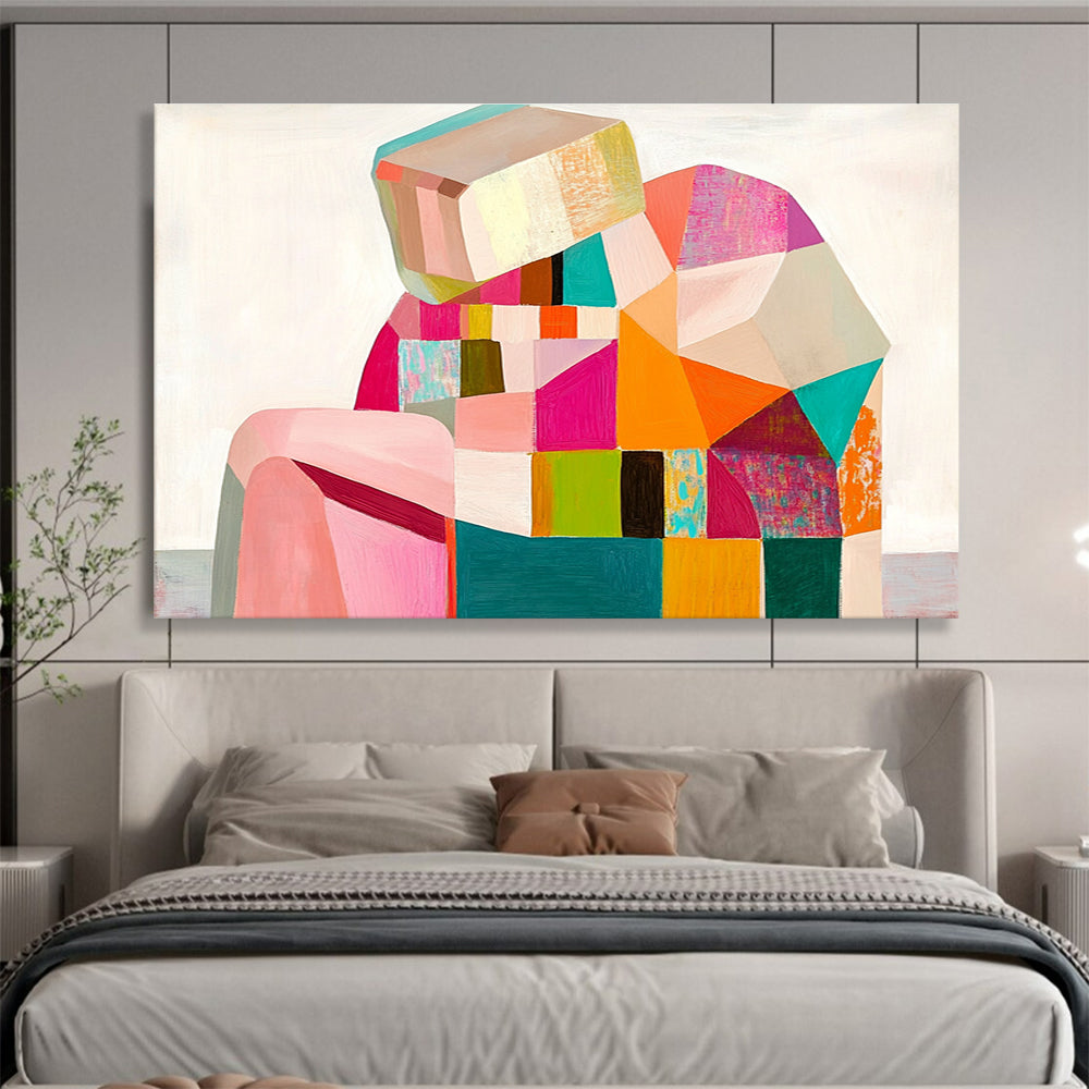 Colorful Geometric Figure Abstract Painting with Vibrant Shades DYP512
