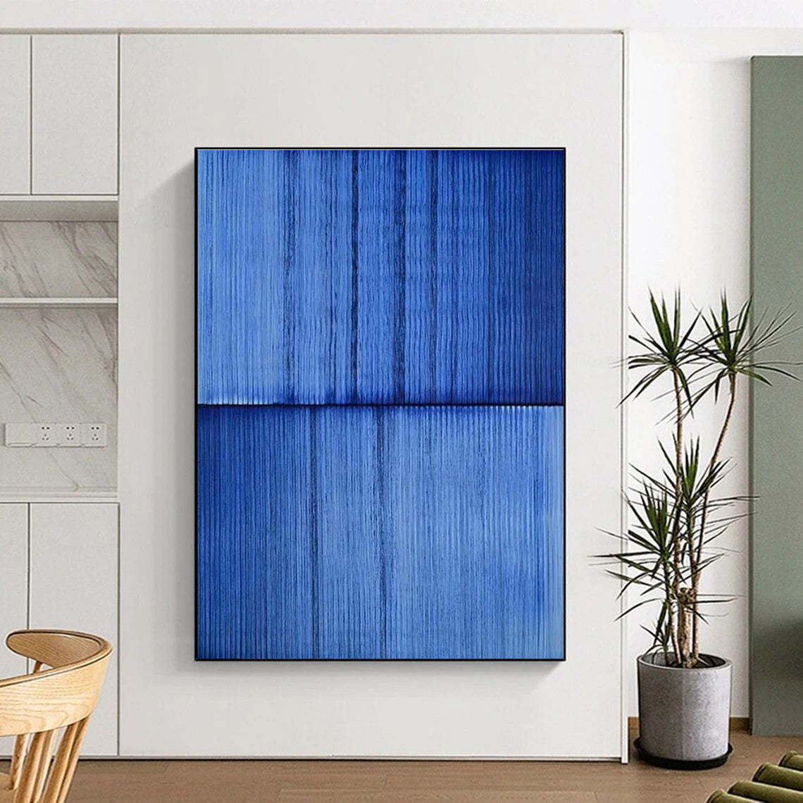 Blue Textured Minimalist Abstract Painting ADGE407